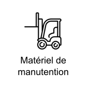 Du matériel de manutention et de levage, par exemple : des chariots élévateurs, des transpalettes, des palans, des grues, des diables de manutention, des plateformes élévatrices, etc... Du matériel de manutention et de levage, par exemple : des chariots élévateurs, des transpalettes, des palans, des grues, des diables de manutention, des plateformes élévatrices, etc...